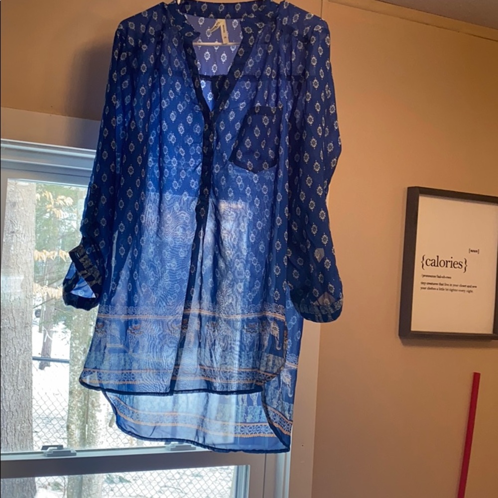Blue shear tunic